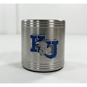 Vintage Kansas Jayhawks Stainless Steel Can Cooler Koozie Metal 3D KU Emblem